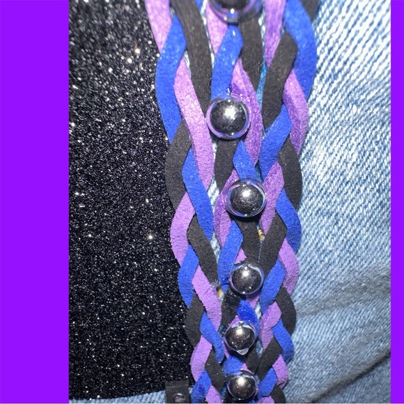 Rock  On Embroidered Guitarist & Music Note Denim Vest - Picture 6 of 11